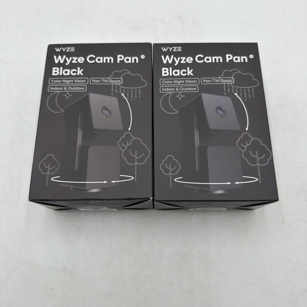 Lot Of Two Wyze Cam Pan v3 Indoor/Outdoor IP65 1080P 360° Pan/Tilt/Zoom Wi-Fi